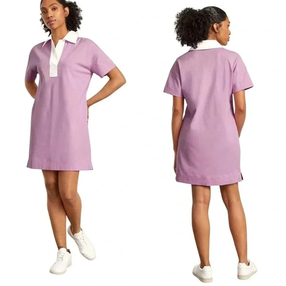 EVERLANE NEW NWT WOMENS MAUVE COTTON POLO DRESS SUMMER CASUAL LILAC SIZE XS - Picture 1 of 6